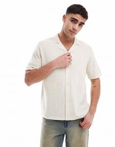 Трикотажное поло JJ Rebel revere с воротником-стойкой и пуговицами бежевого цвета