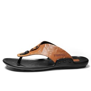 Eminu Кожаные мужские шлепанцы с пэчворком Amber, цвет Amber