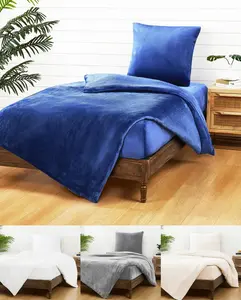 Комплект постельного белья из флиса JACK Teddy, однотонный, 155 x 220 см, плюшевый кашемировый оттенок, белый, серый, антрацитовый, кремовый, синий, черный, теплый цвет: синий Jack