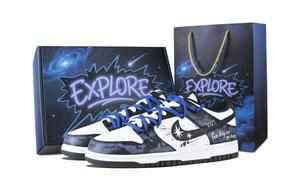 Nike Низкие износостойкие кроссовки для скейтбординга Dunk унисекс, сине-черные