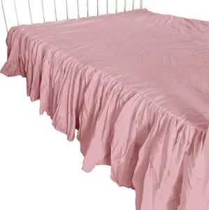 Простыня на резинке из хлопка с оборками, для спальни, 140х200 см, цвет грязно-розовый EDANTI