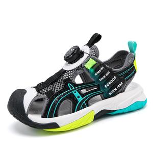 Сандалии детские, нескользящие, износостойкие, дышащие BOBDOG, черный/зеленый