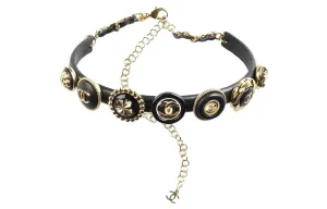 1986-1988 чокер с цепочкой и декором CHANEL, черный золото