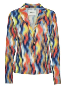 Однобортный пиджак с графичным принтом Henrik Vibskov, синий