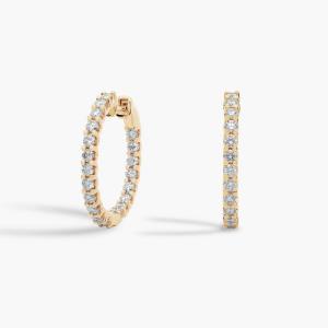 Серьги-кольца с бриллиантами Luna Diamond Eternity Hoop из 18-каратного желтого золота (1 1/2 карата) Blue Nile