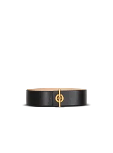 Ремень с Т-образной пряжкой из телячьей кожи Balmain, черный