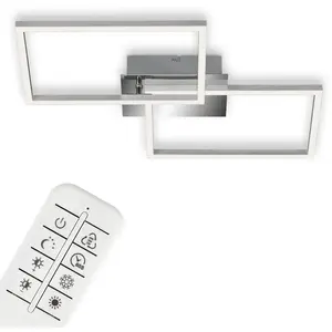 Светильник LED потолочный 3149018 FRAME LED-панель, холодный белый | нейтральный белый | дневной белый | теплый белый, потолочная лампа, 50x38,8x7,8 см, хром, 30 Вт, гостиная, спальня Briloner Leuchten, белый