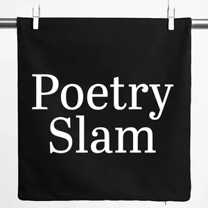 Наволочка Huuraa с надписью Поэтический слэм 40x40 см, черный хлопок, подарок Поэтический слэм Hellweg Druckerei