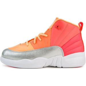 Воздух 12 Износостойкие Высокие Детские Баскетбольные Кроссовки Розовый Оранжевый Серебристый для Детей 3-7 Лет Jordan, Race Pink/White - Hot Flash - Bright Mango - Sunset Pulse - Metallic Silver