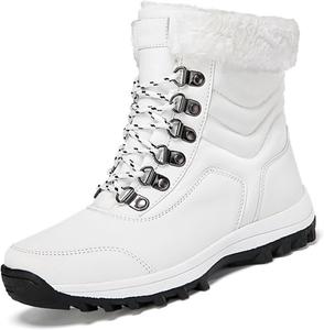 Зимние женские ботинки-сапожки с утеплителем из меха, водонепроницаемые, средней высоты, удобные для походов и активного отдыха на холодную погоду Kvotuu, белый