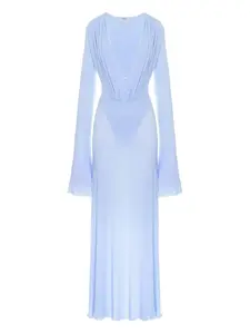Драпированное платье Suki с длинными рукавами Manuri, синий