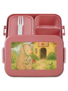 Mr. & Mrs. Panda Дизайн коробки для закусок с изображением медведя-доктора, без каких-либо пояснений, пастельно-красного цвета