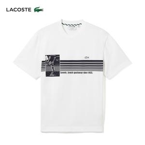 Футболка мужская хлопковая Lacoste с короткими рукавами и принтом, темно-синий