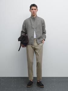 Узкие брюки из хлопковой смесовой ткани Massimo Dutti, зеленый