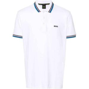 Поло с коротким рукавом и вышитым логотипом HUGO BOSS, белый