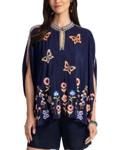 Пончо из шелка "Джонни был Нурией" Johnny Was, синий