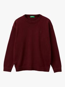 Детский хлопковый джемпер с ребристым воротником Benetton, Red