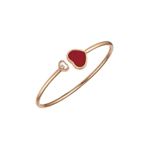 Браслет Chopard Happy hearts из розового золота с бриллиантами и красными камнями