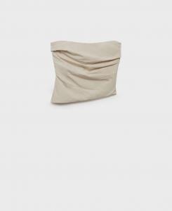 Асимметричный женский топ без бретелей MANGO, Ecru