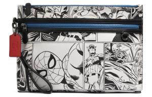 COACH Сумка-клатч Marvel Collaboration большая женская белая из лакированного холста с телячьей кожей