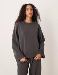Свитшот свободного кроя из трикотажного полотна с круглым вырезом Asos Design, темно-серый