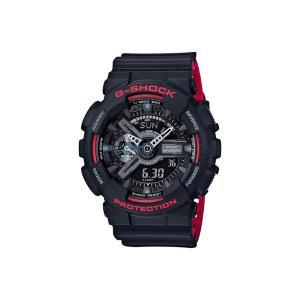 CASIO Часы Men Liquid Crystal/Analog Dual Display Series Black Watch GA-110HR-1A, Black and Red Dial