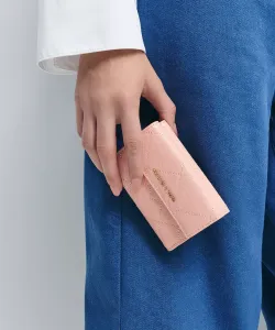 Двойной стеганый складной кошелек Charles & Keith, цвет Lightpink