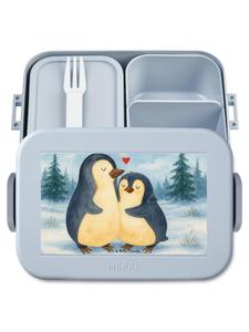 Mr. & Mrs. Panda Дизайн Bentobox с изображением пингвина, обнимающего свою собаку, без слогана, пастельно-голубой цвет