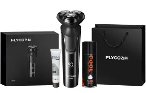 FS903 Роторная электробритва для всего тела, моющаяся, бритва, быстрая зарядка, для сухого и влажного бритья FLYCO, fs903 черный bear box+nose hair trimmer+storage bag