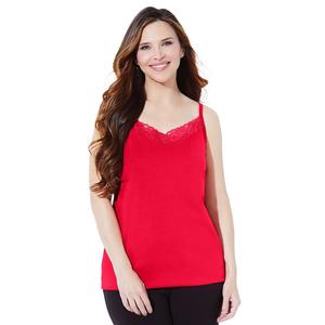 Женская футболка больших размеров с кружевом Catherines Plus Size Petite Suprema, цвет Classic Red