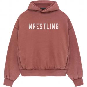 Толстовка с капюшоном из плотного флиса винтажная укороченная Fear Of God Essentials, малиновый