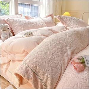 YUSIWOAL Комплект постельного белья плюшевый супермягкий с декоративной наволочкой и стеганым одеялом
