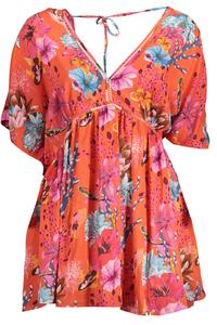 Женское платье Desigual короткое с V-вырезом и цветочным принтом, оранжевый