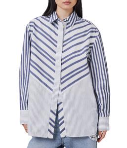 Рубашка AllSaints Shannon Stripe Shirt, White/Blue