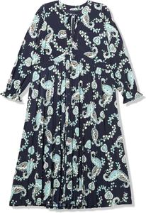 Женское платье миди Tommy Hilfiger с плиссированной юбкой и принтом из джерси с завязкой на горловине, Sky Captain Multi