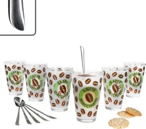 Набор из 12 стаканов для кремона латте макиато, зеленый + мерные ложки длиной 19 см, на 6 персон MamboCat