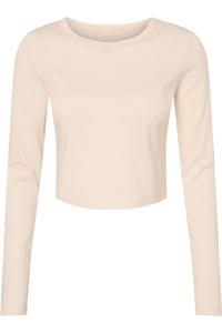 Женская футболка BELLA + CANVAS с длинными рукавами и микрорубчиком для малышей, цвет solid natural blend