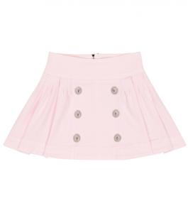 Плиссированная юбка на пуговицах из смесового хлопка Balmain, розовый