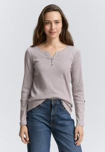 Топ TOM TAILOR HENLEY, Red/Off White Small Stripe/Mottled Red