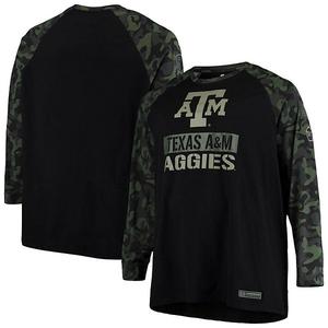Мужская футболка с длинным рукавом raglan black/camo texas a&m aggies oht military appreciation big & tall Colosseum