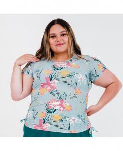 Купальный топ и плавки/бюстгальтер Adele больших размеров с короткими рукавами Calypsa, Hawaiian paradise