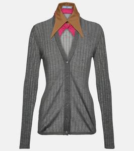 Кардиган из кашемира, шерсти и шелка Prada, Ardesia