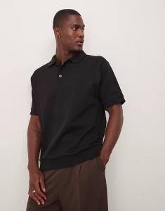 Текстурированное поло из тяжелого джерси ARKET черного цвета