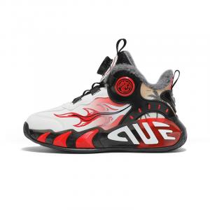 Нескользящие, анти-кик, легкие, амортизирующие, термостойкие, среднего размера, детские баскетбольные кроссовки CAMKIDS, черный/красный