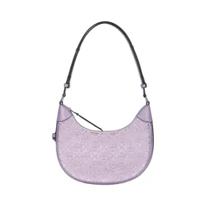 TORY BURCH Монограмма из вискозы полумесяц сумка через плечо женская светло-фиолетовая