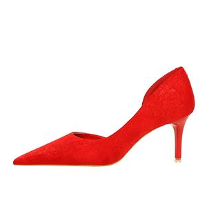 Туфли на тонком каблуке высотой 7 см для женщин QITUMAUL, Red[Heel Height 7Cm]