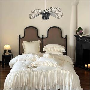 YUSIWOAL Комплект постельного белья французский стиль бежевый египетский хлопок свадебный шифон кружево