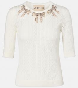 Хлопковый свитер, украшенный кристаллами Valentino, Avorio