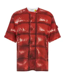 Футболка из хлопкового трикотажа с принтом Moncler, красный