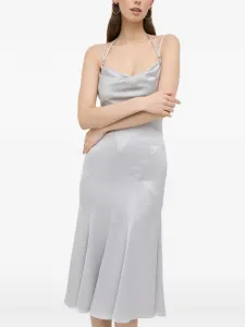 Платье миди с воротником-хомутом Trussardi, серый